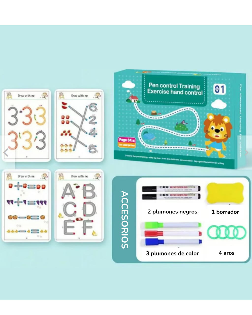 Kit de preescritura reutilizable con tarjetas y marcadores | Aprende números, letras y formas
