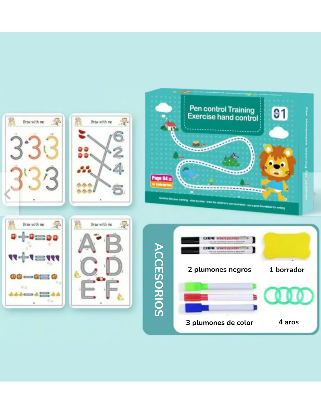 Kit de preescritura reutilizable con tarjetas y marcadores | Aprende números, letras y formas