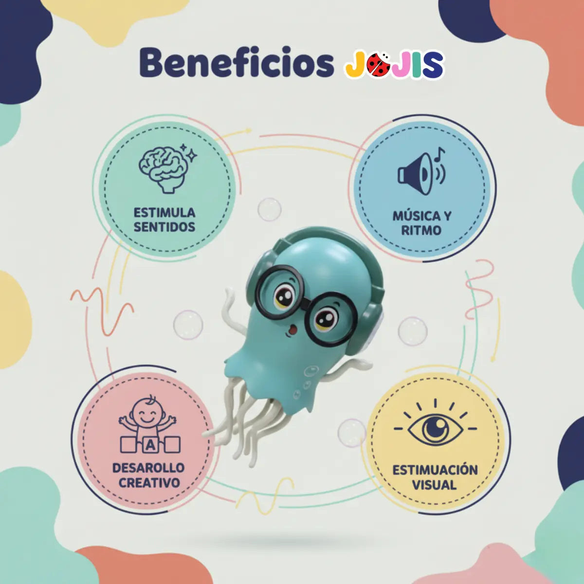 Pulpo bailarín interactivo con música, luces y movimiento | Recargable USB